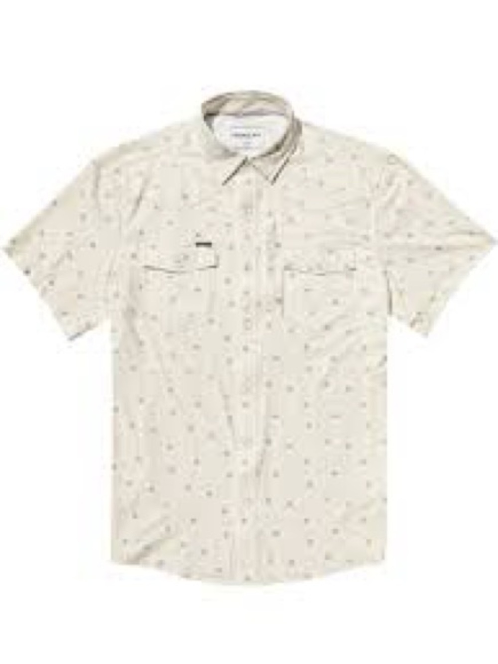 Poncho Short Sleeve Button-Down Shirt in yellow with Subtle Print - Picture 2 of 6